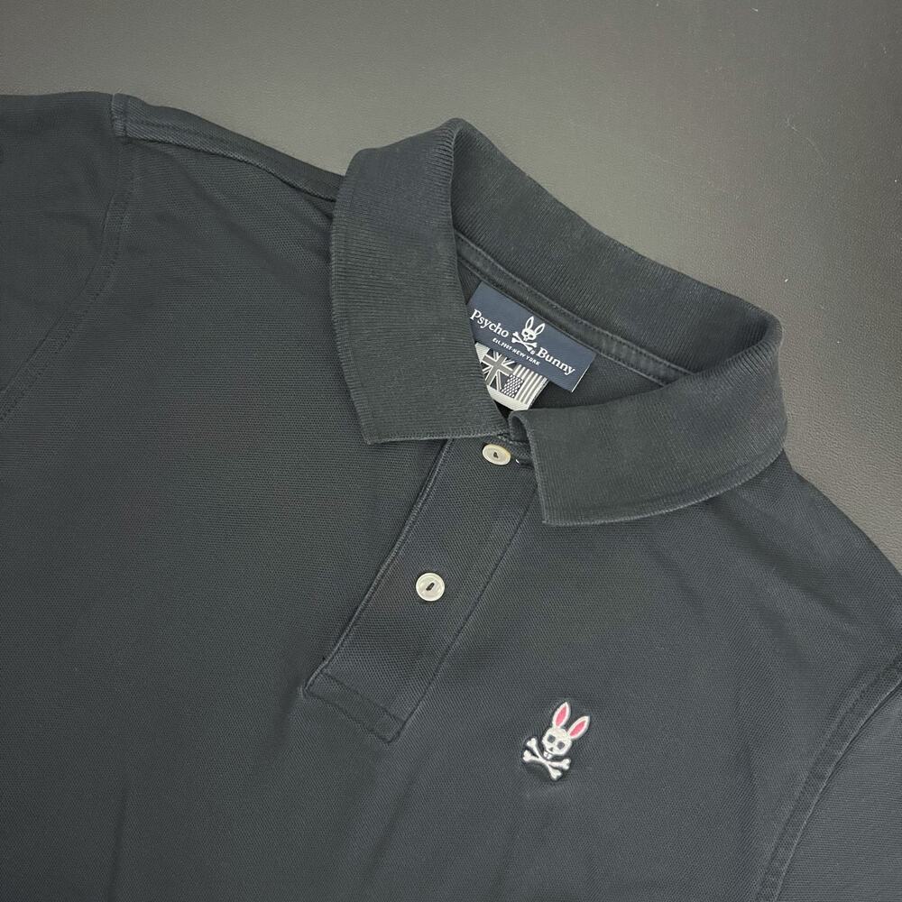 Psycho Bunny Polo Shirt Mens 4‎ Small Black Short Sleeve Pima Cotton Embroidered